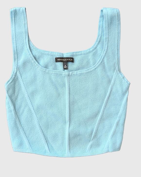 Kendall & Kylie Tops - Kendall + Kylie Baby Blue Corset Seam Knit Crop Tank Top S Y2K